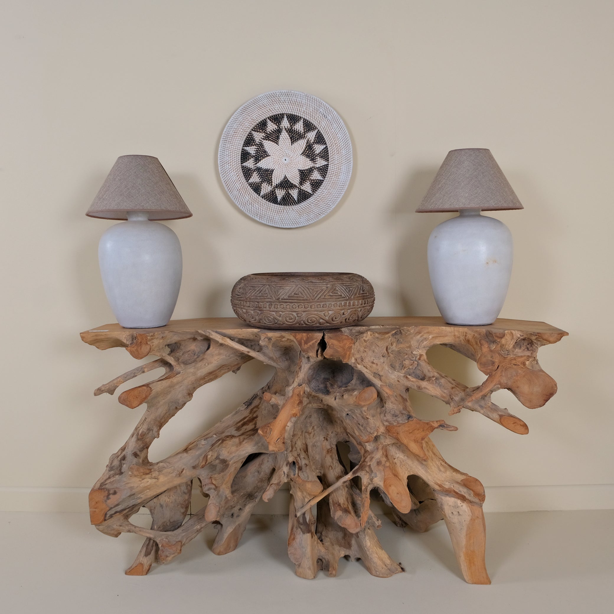 TEAK İŞLEMELİ KASE YUVARLAK