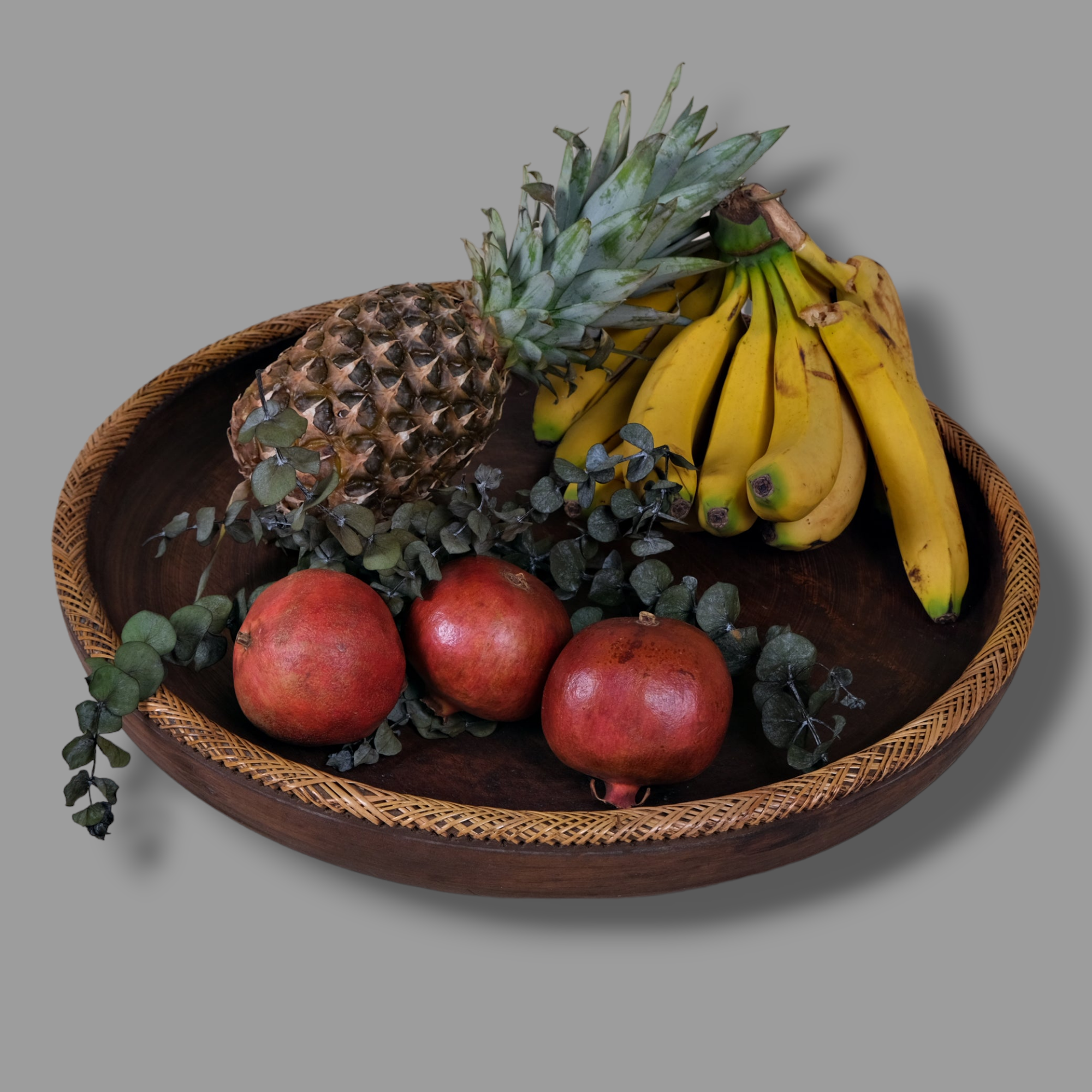 LARGE KNITTED RATTAN WOOD TRAY