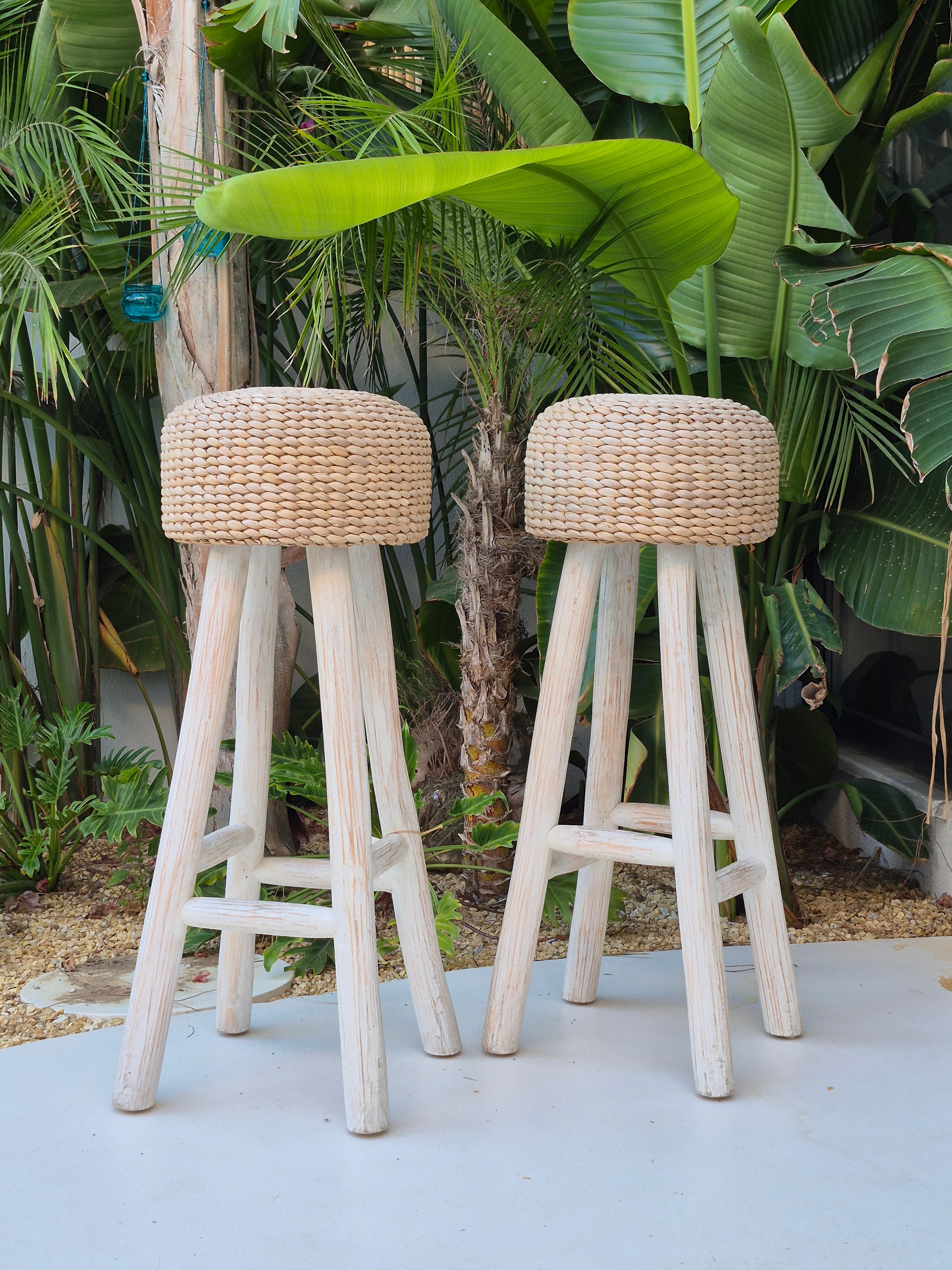 BANANA FIBER WHITE FOOT STOOL