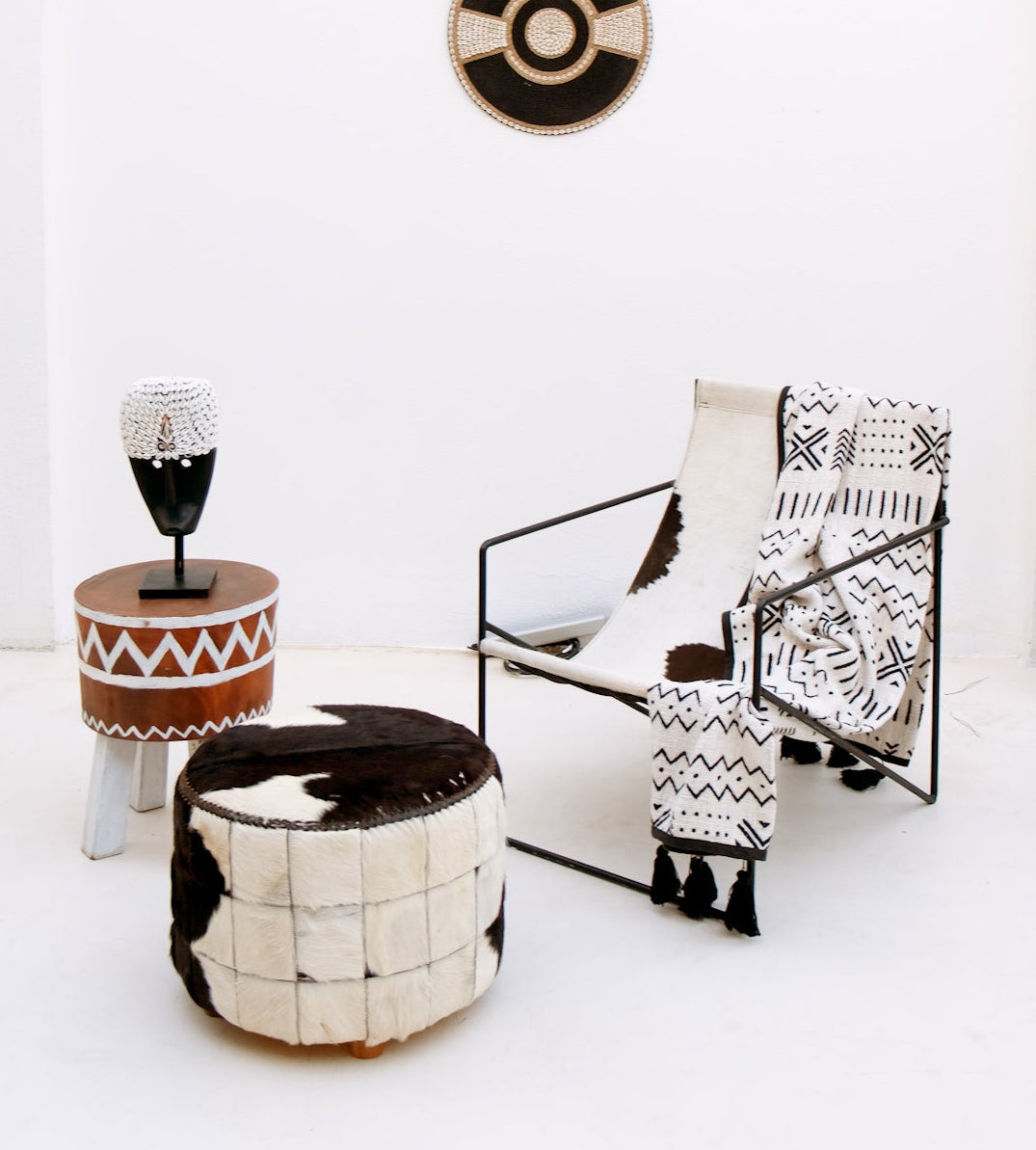 TEAK AFRICAN PATTERNED STOOL