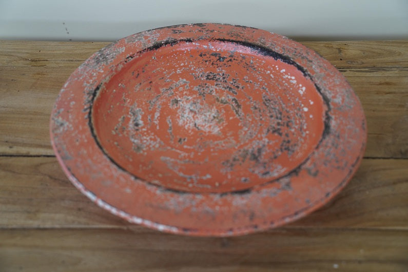 ROUND WOODEN PLATE ORANGE