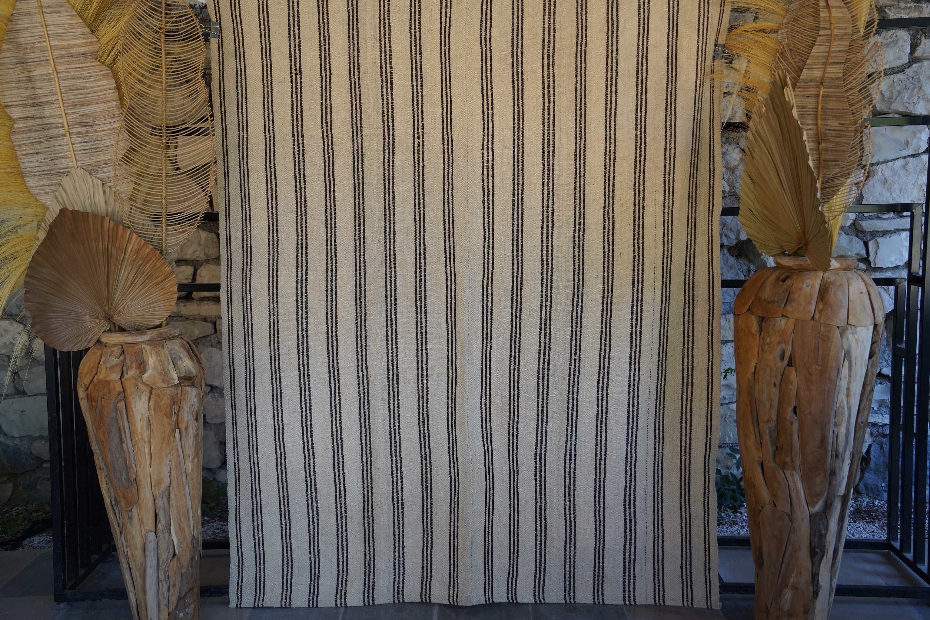 THIN BROWN STRIPED CARPET