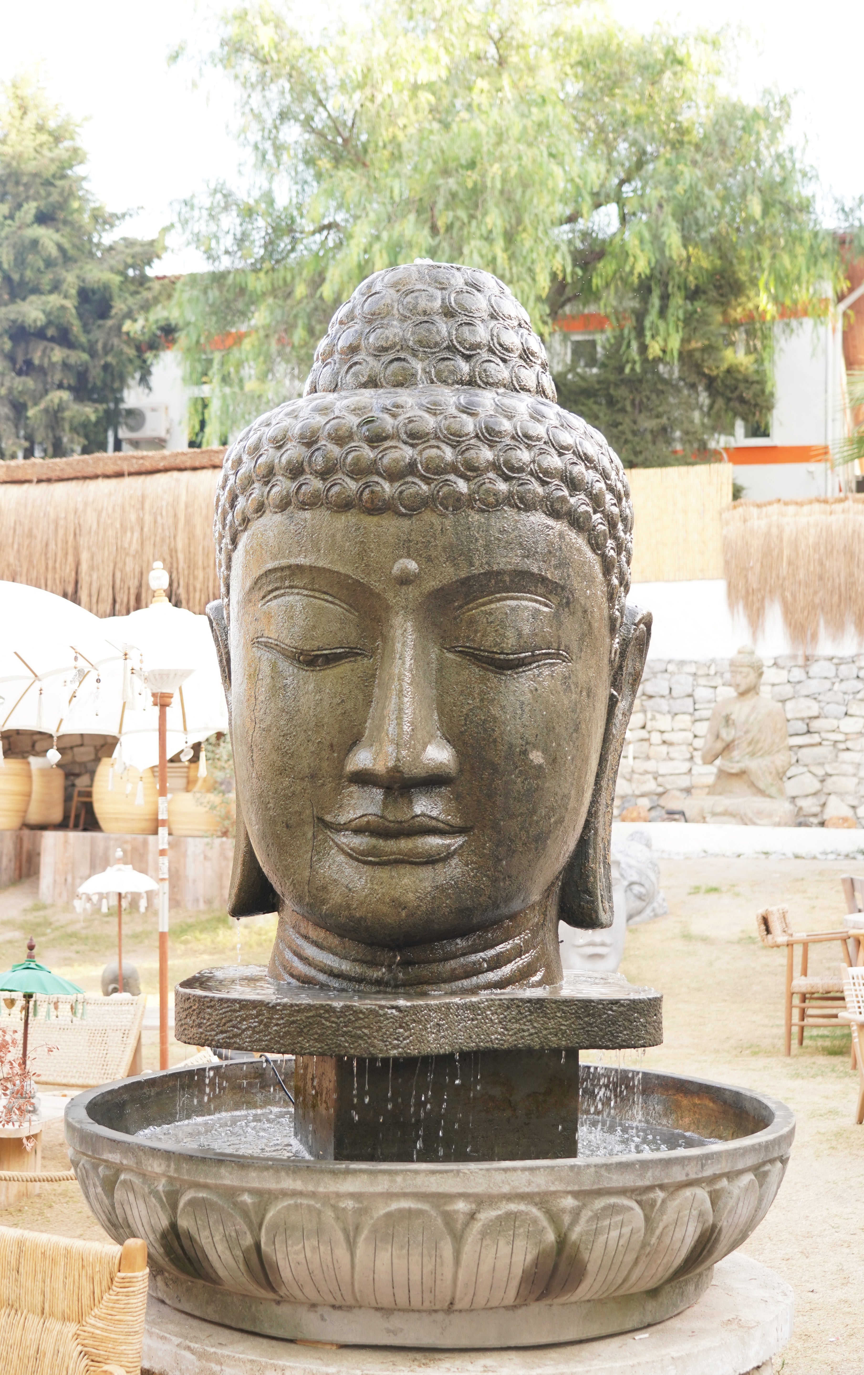 LARGE BUDDHA BUST WITH POOL