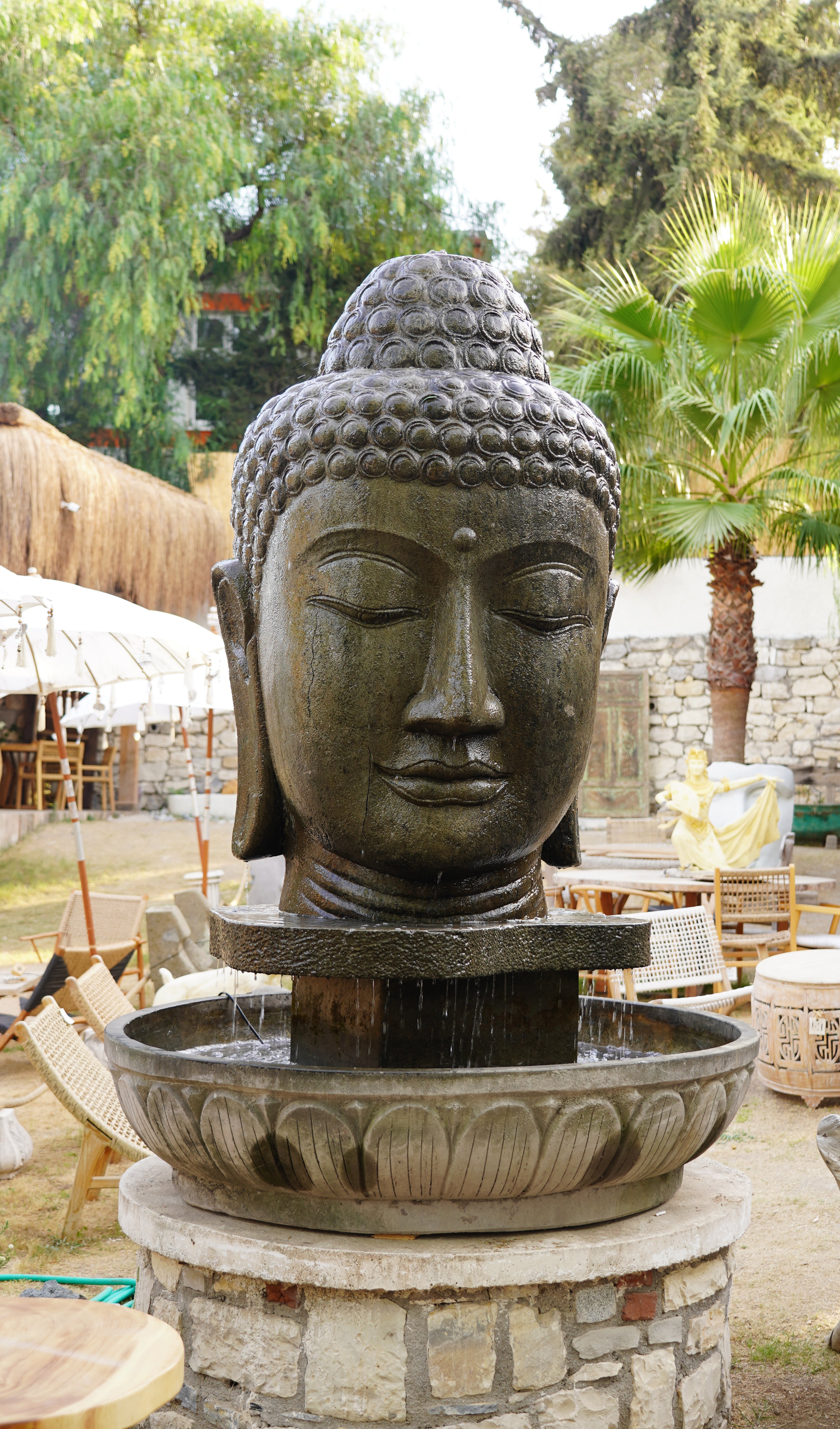 LARGE BUDDHA BUST WITH POOL