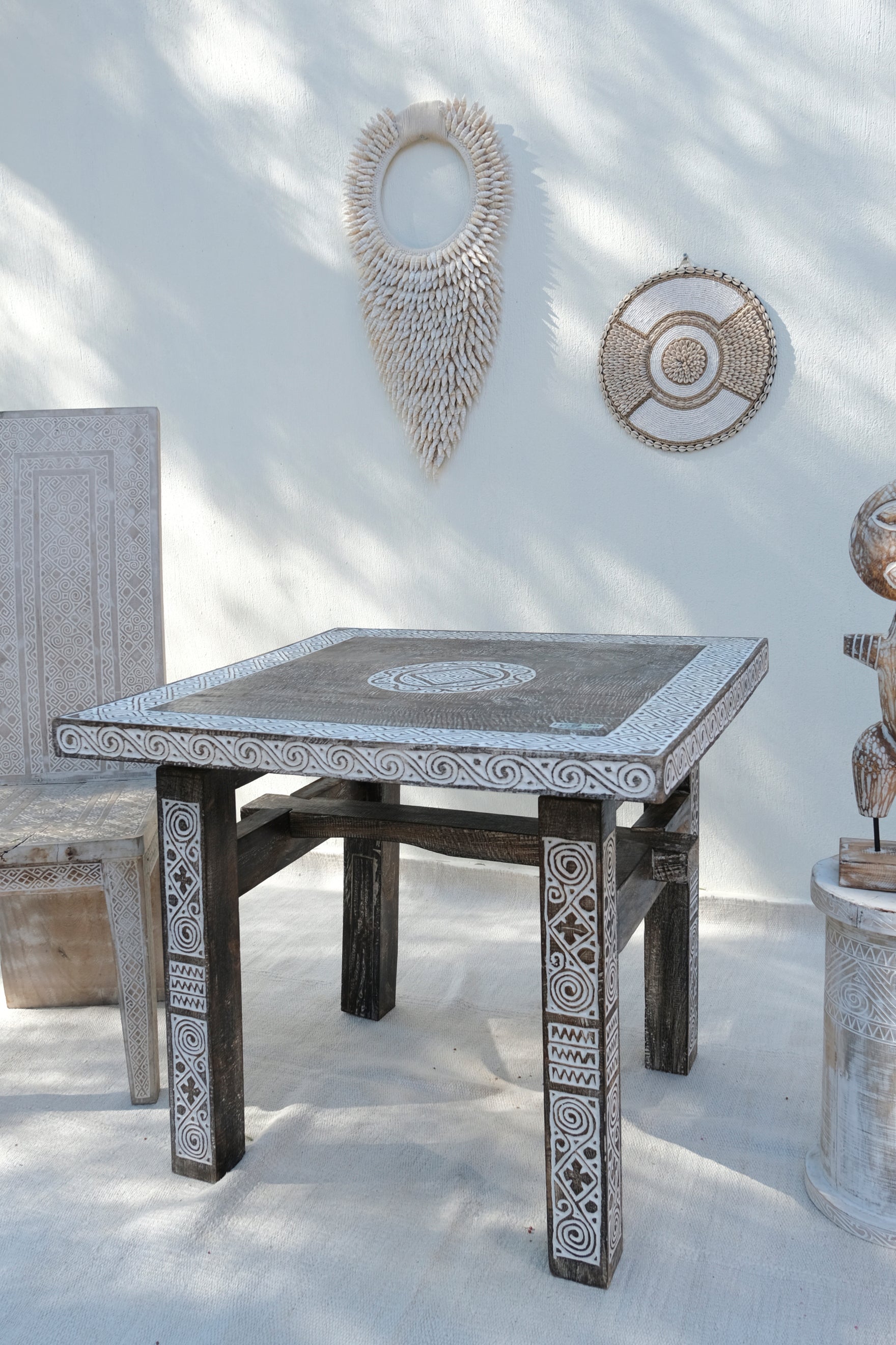 SQUARE EMBROIDERED TABLE 90CM