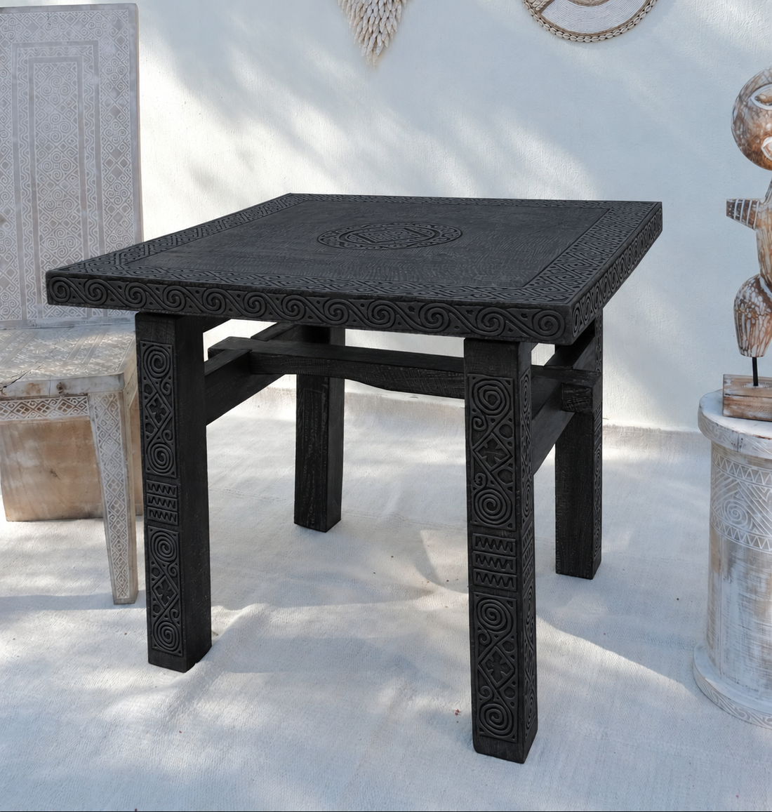 SQUARE EMBROIDERED TABLE 90CM