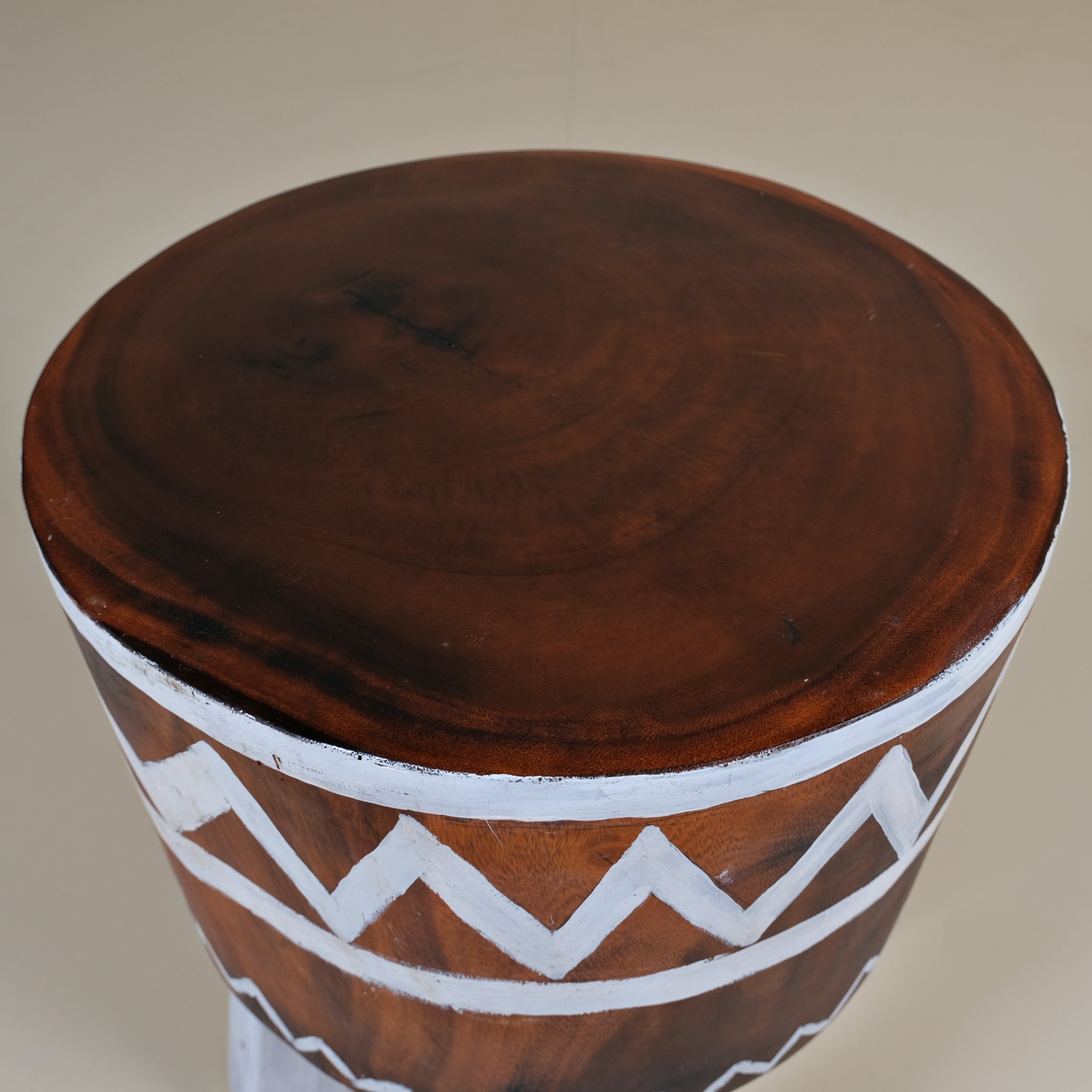 TEAK AFRICAN PATTERNED STOOL