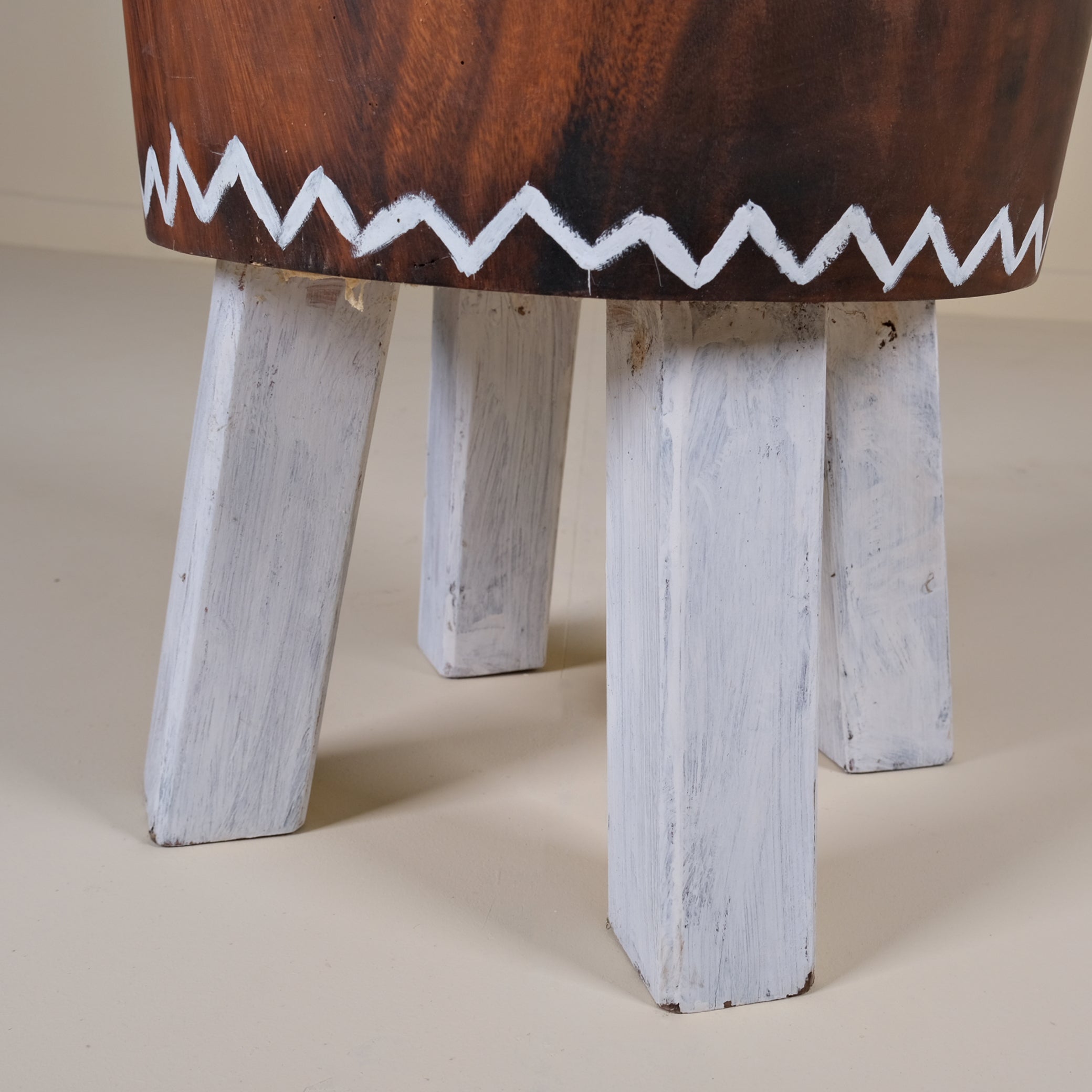 TEAK AFRICAN PATTERNED STOOL