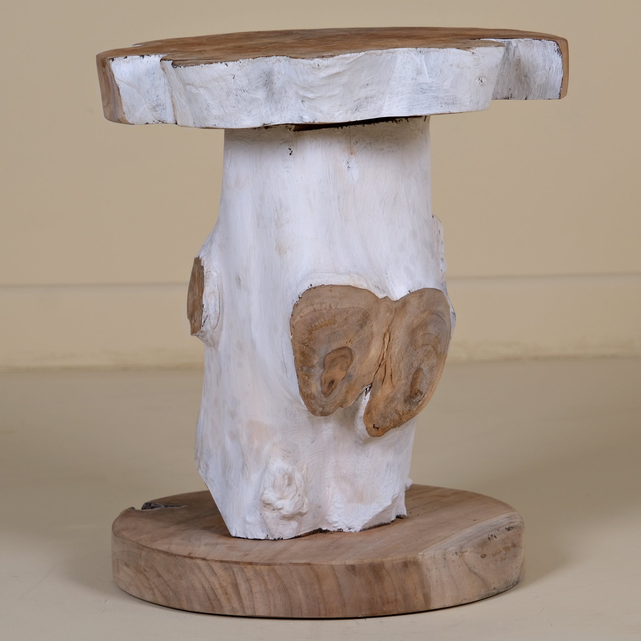 WHITE TEAK STOOL