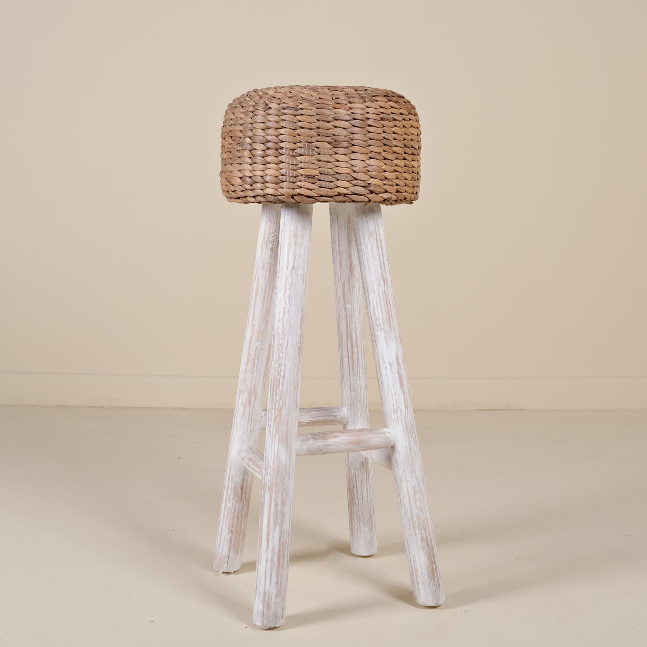 BANANA FIBER WHITE FOOT STOOL
