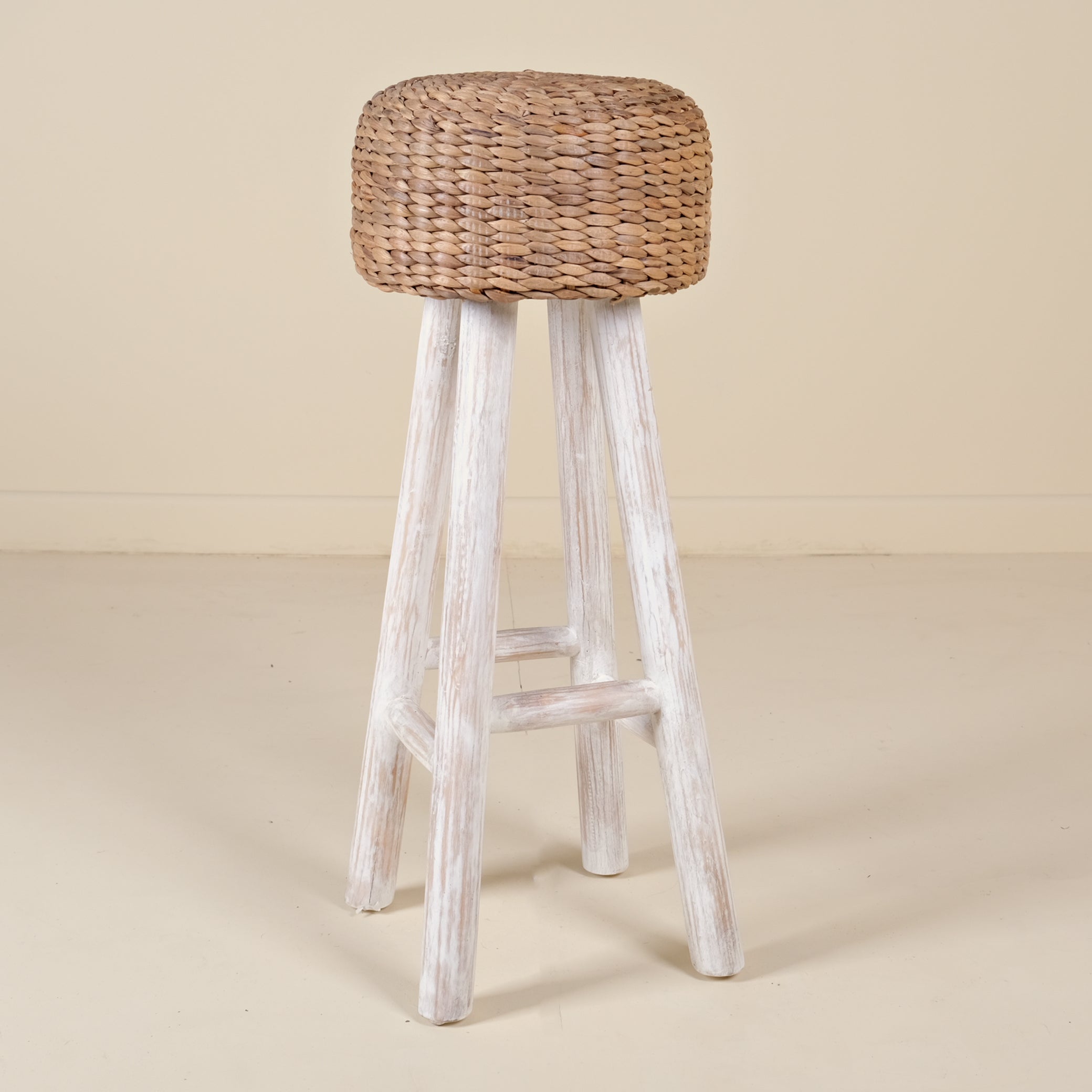 BANANA FIBER WHITE FOOT STOOL