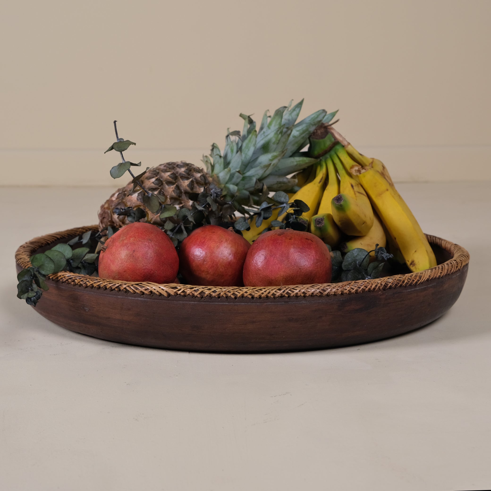 LARGE KNITTED RATTAN WOOD TRAY