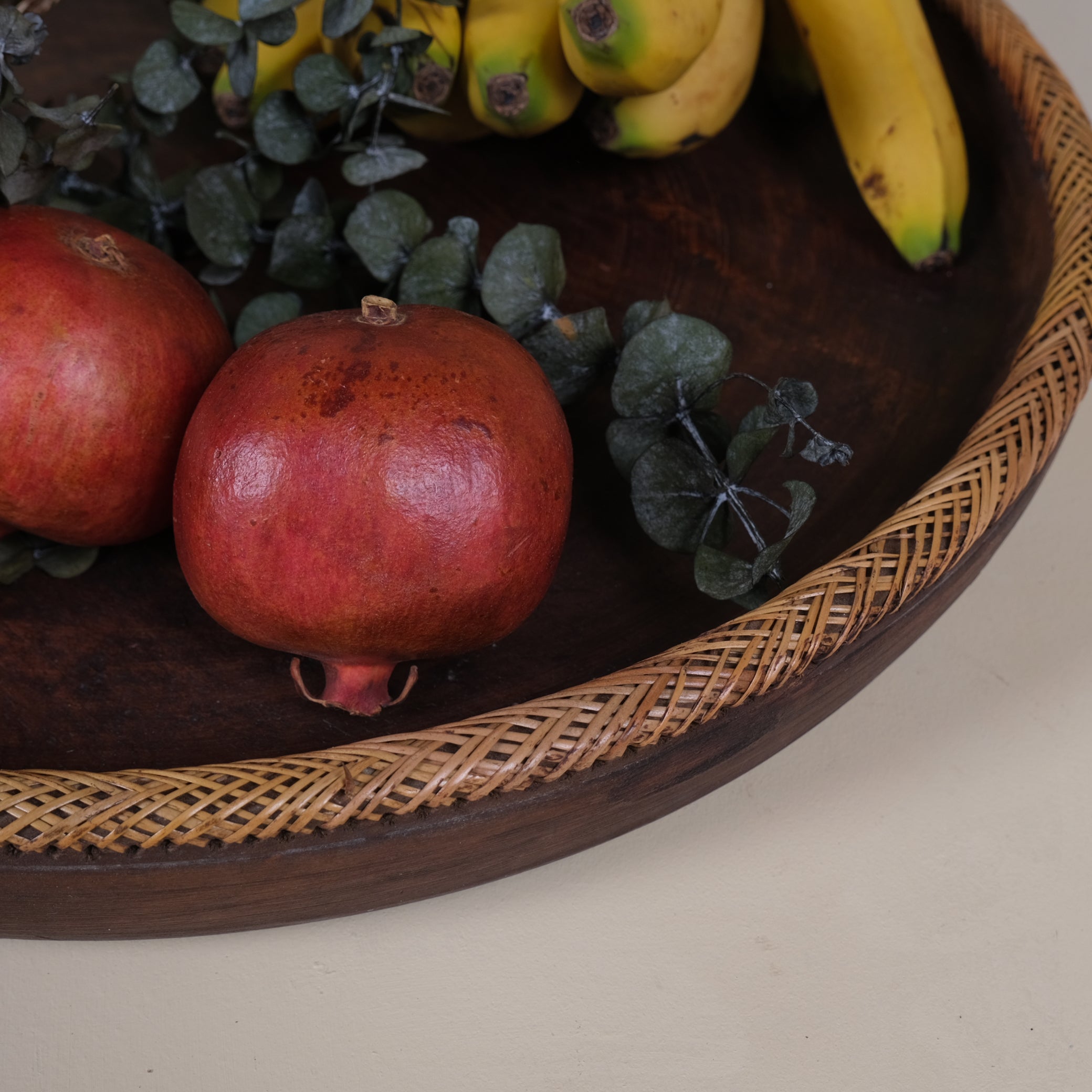 LARGE KNITTED RATTAN WOOD TRAY