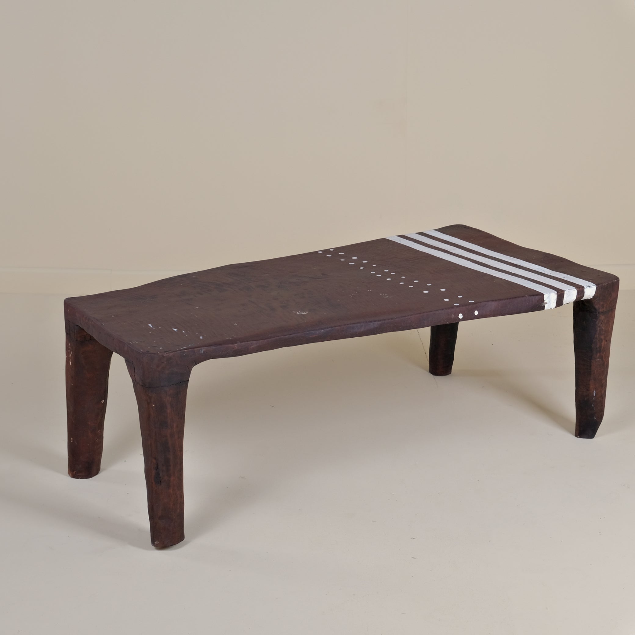 TEAK STRIPED PATTERNED RECTANGULAR COFFETABLE