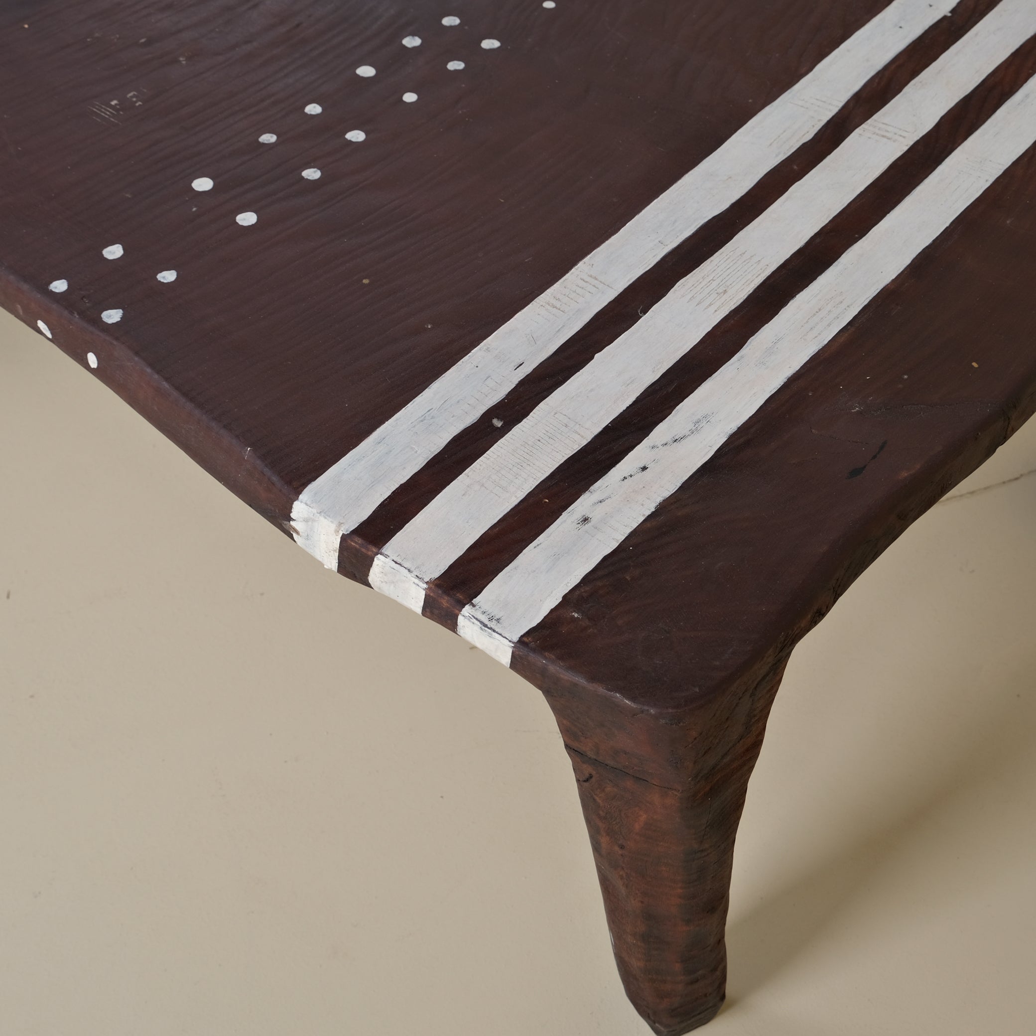 TEAK STRIPED PATTERNED RECTANGULAR COFFETABLE