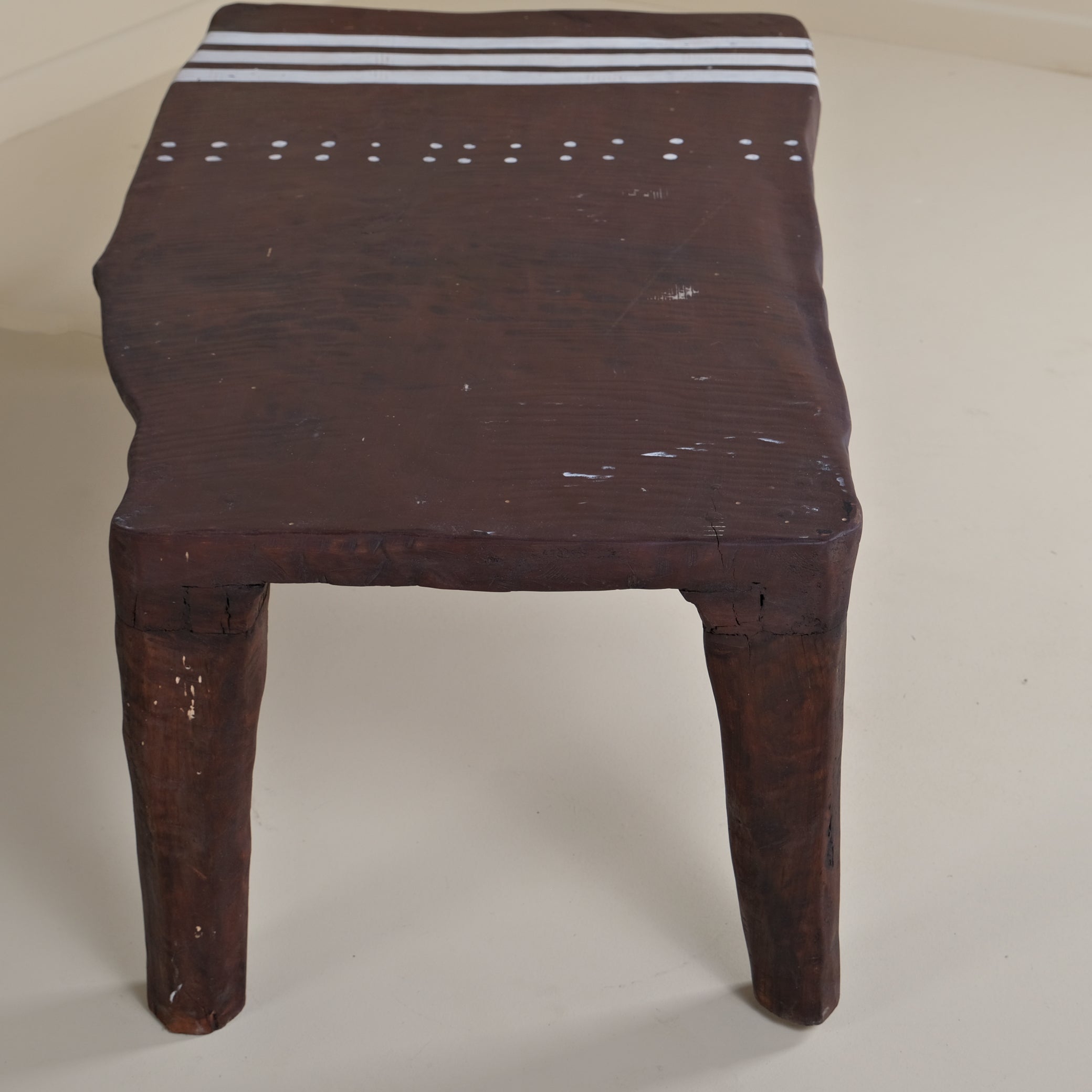 TEAK STRIPED PATTERNED RECTANGULAR COFFETABLE