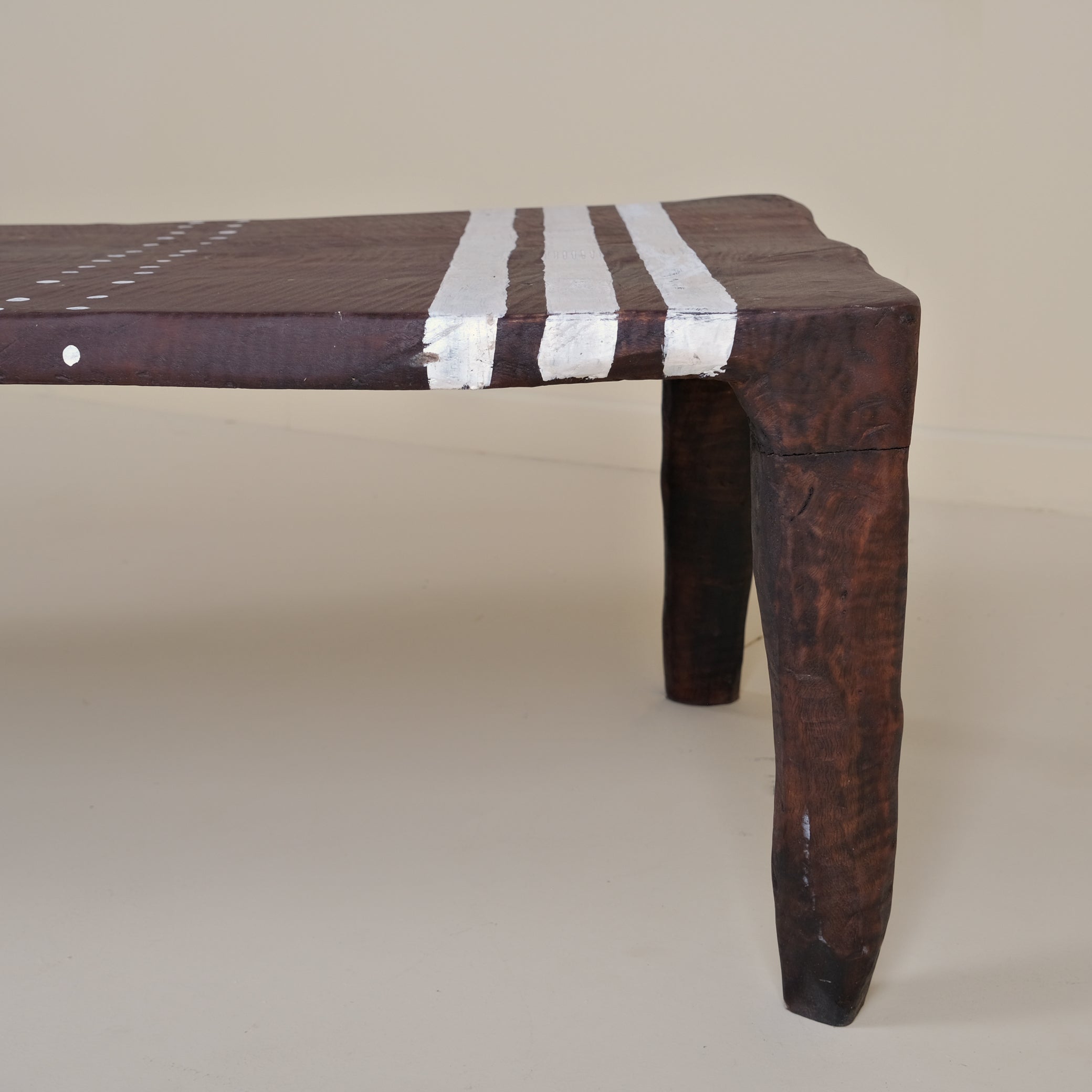 TEAK STRIPED PATTERNED RECTANGULAR COFFETABLE