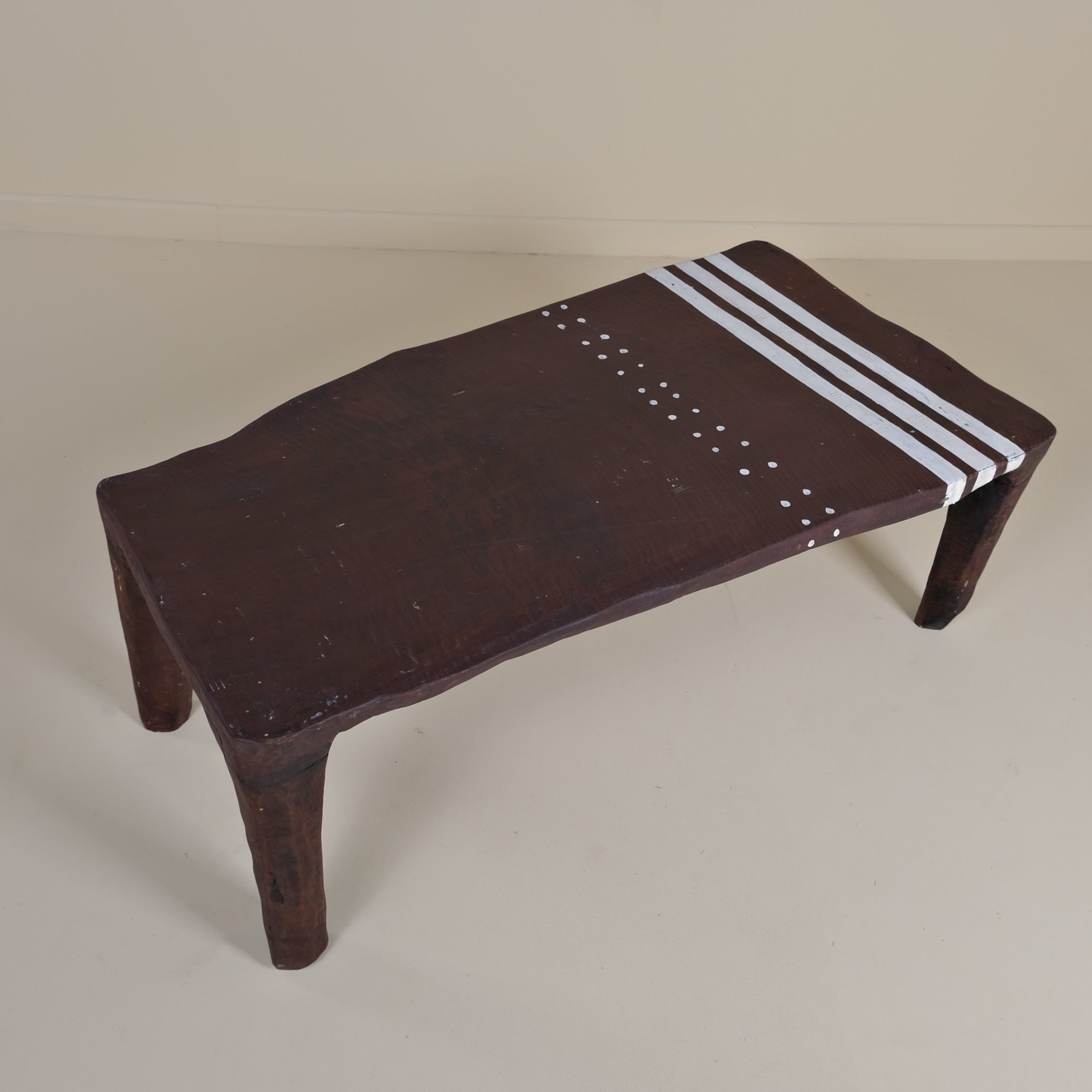 TEAK STRIPED PATTERNED RECTANGULAR COFFETABLE