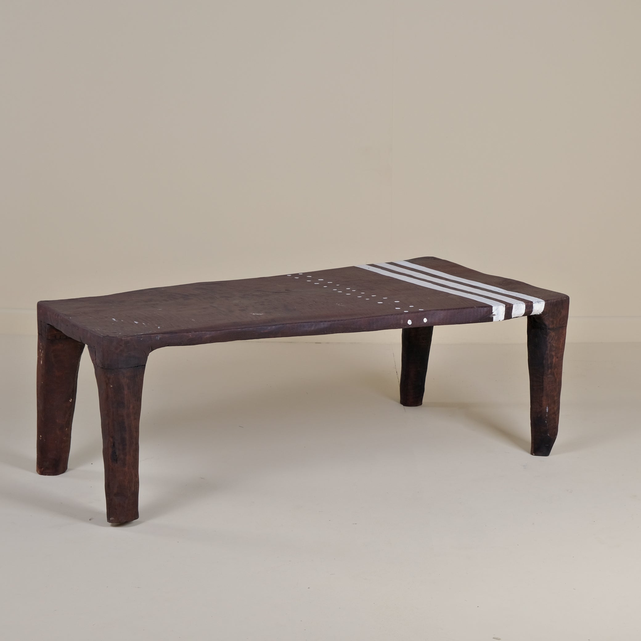 TEAK STRIPED PATTERNED RECTANGULAR COFFETABLE