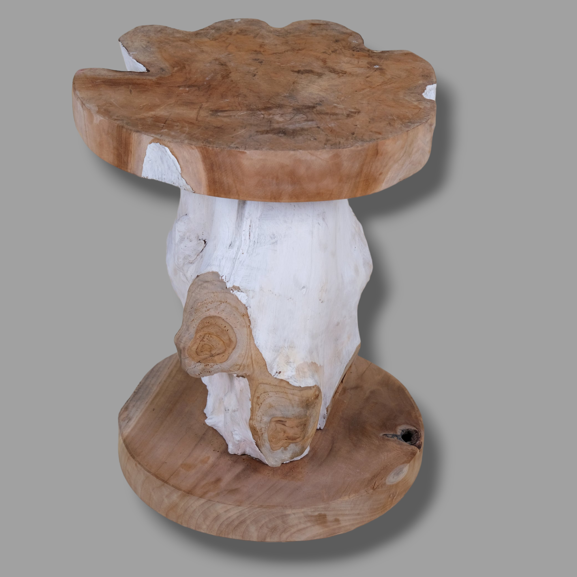 WHITE TEAK STOOL
