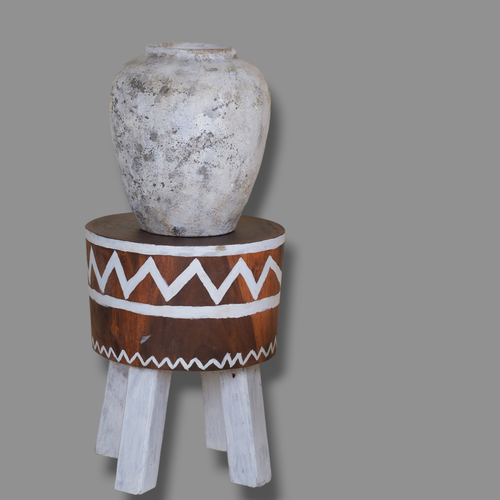 TEAK AFRICAN PATTERNED STOOL