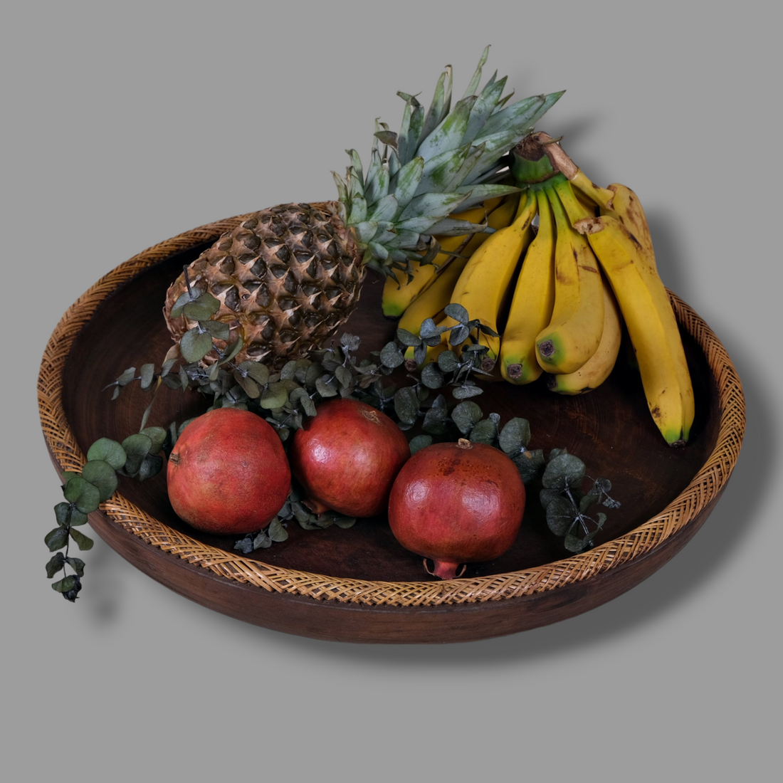 LARGE KNITTED RATTAN WOOD TRAY
