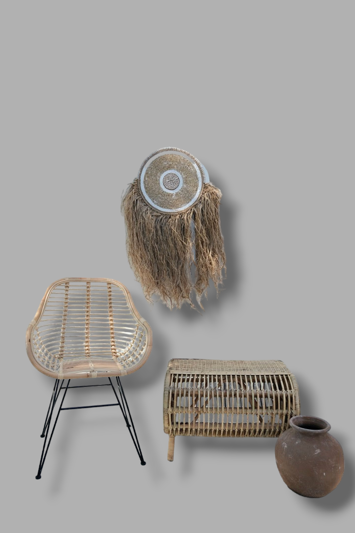 RATTAN CHAIR WITH STEEL FOOT AND ARMS