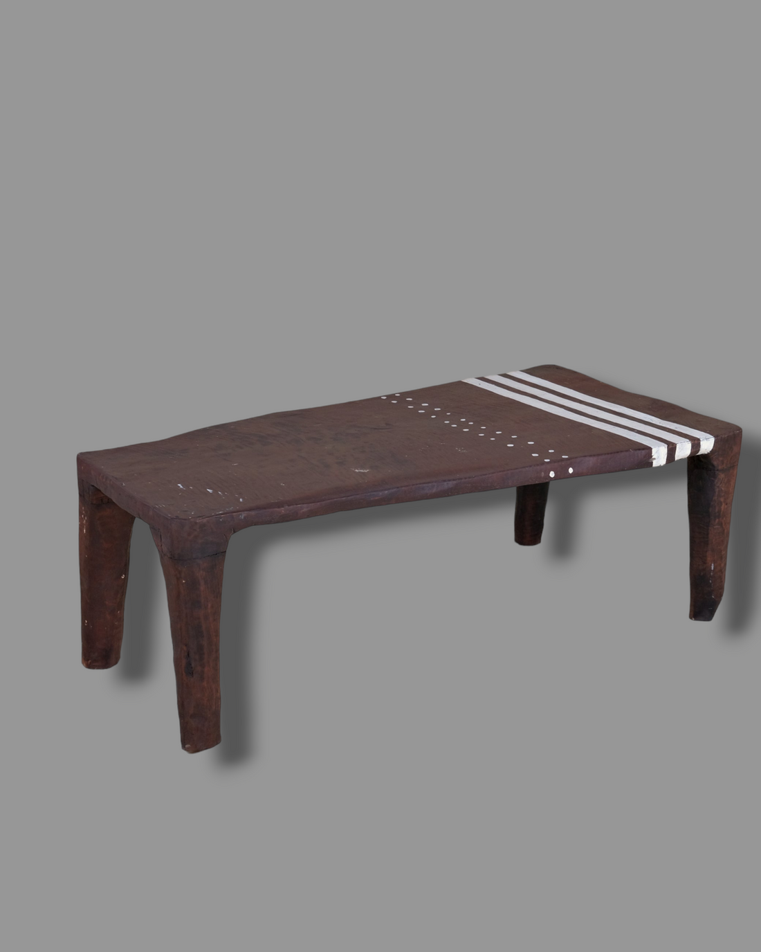 TEAK STRIPED PATTERNED RECTANGULAR COFFETABLE