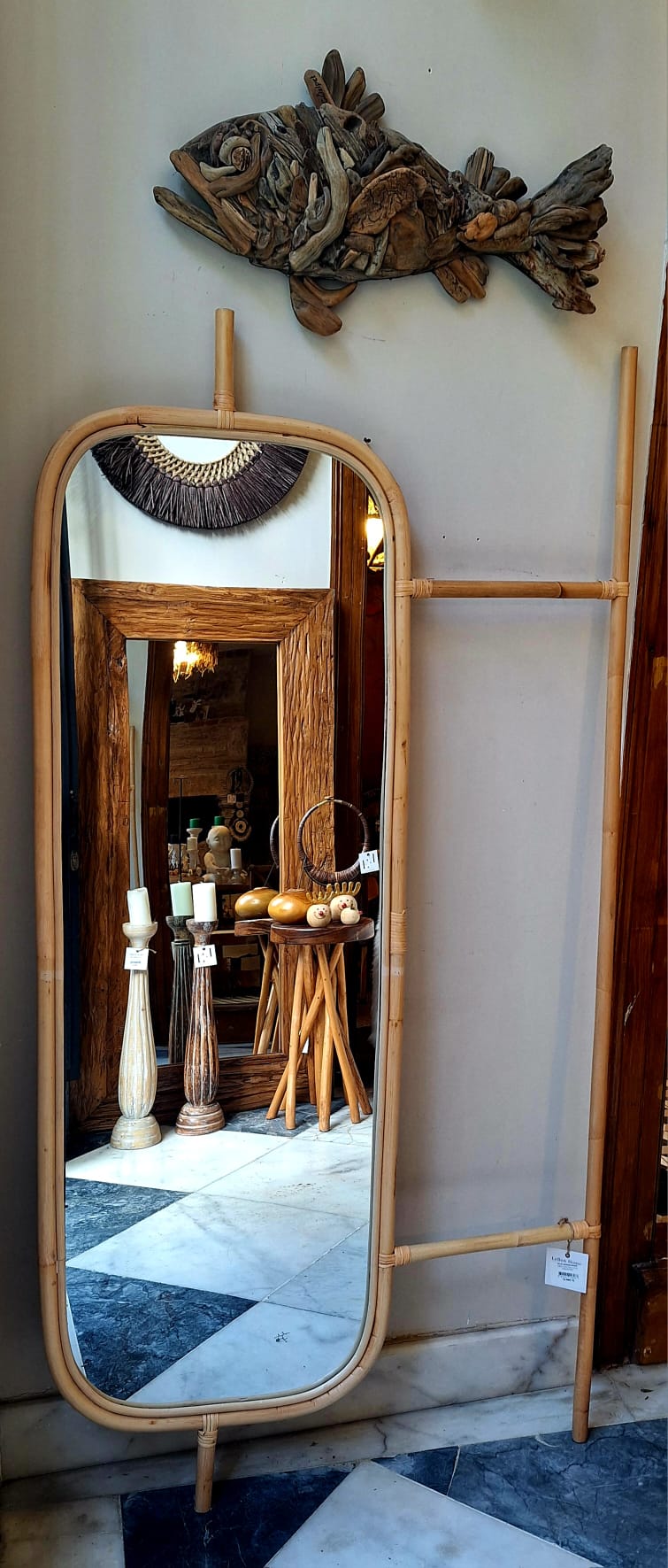 HANGING RATTAN MIRROR FRAME