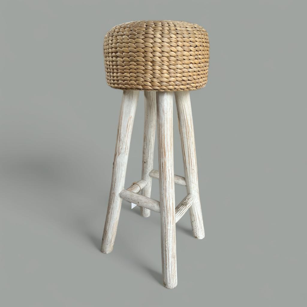 BANANA FIBER WHITE FOOT STOOL