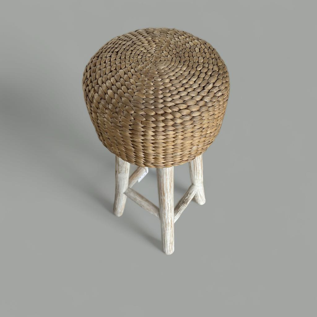 BANANA FIBER WHITE FOOT STOOL