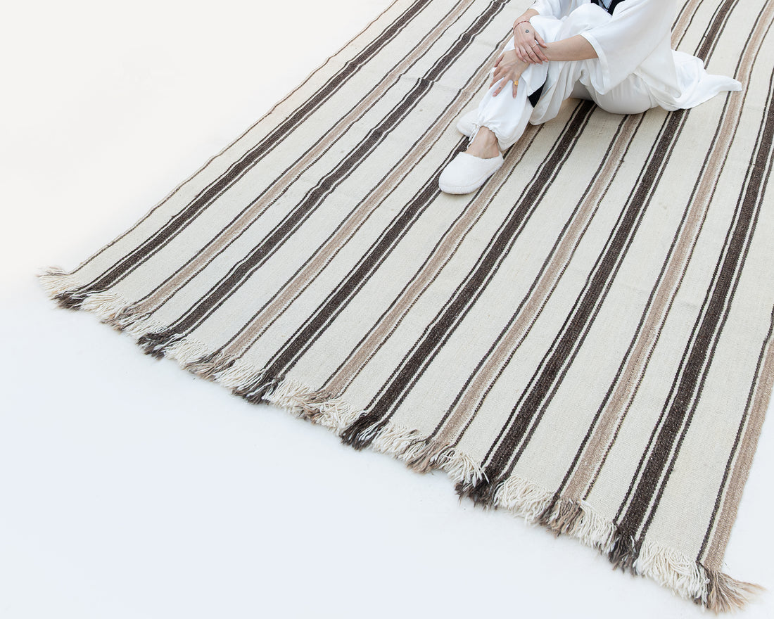 KAHVE ÇİFT ÇİZGİLİ KİLİM