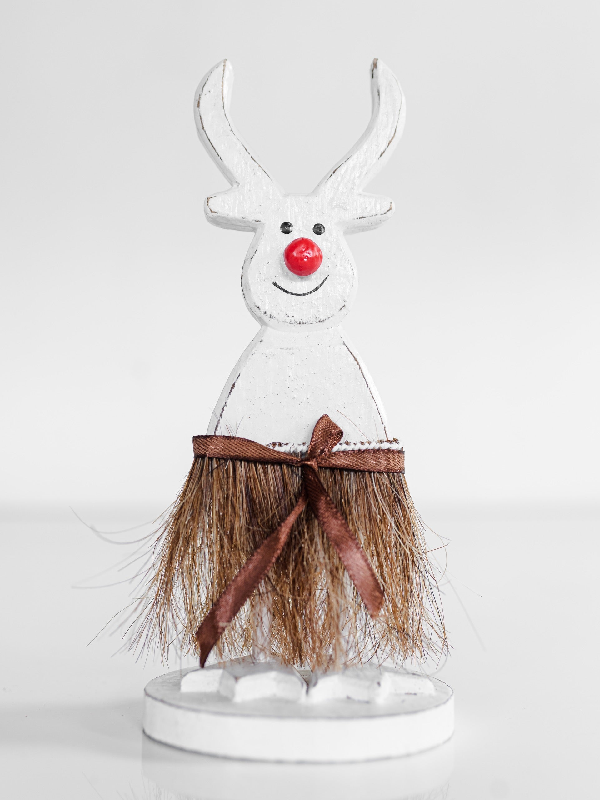 SET OF THREE WHITE SANTA DEER TRINKETS