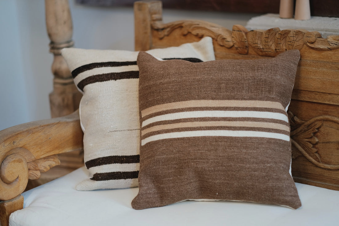 HANDWOVEN WOOL NATURAL BROWN PILLOWCASE