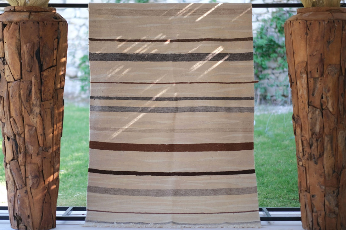 DESIGN STRIPED NATURAL WOOL RUG