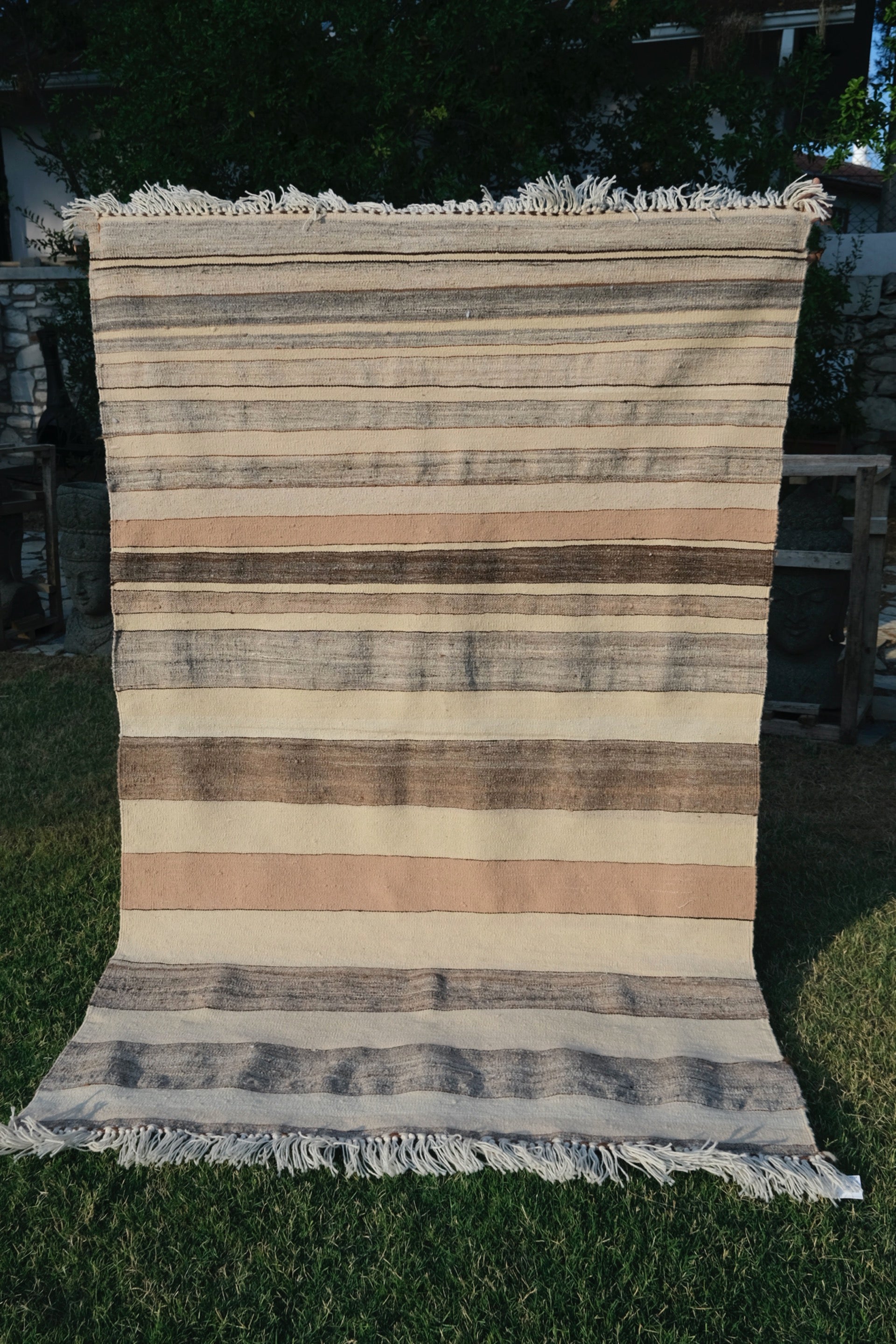 GRAY BROWN TONE STRIPED DESIGN RUG
