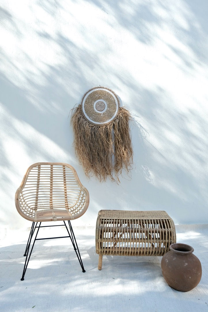 RATTAN CHAIR WITH STEEL FOOT AND ARMS