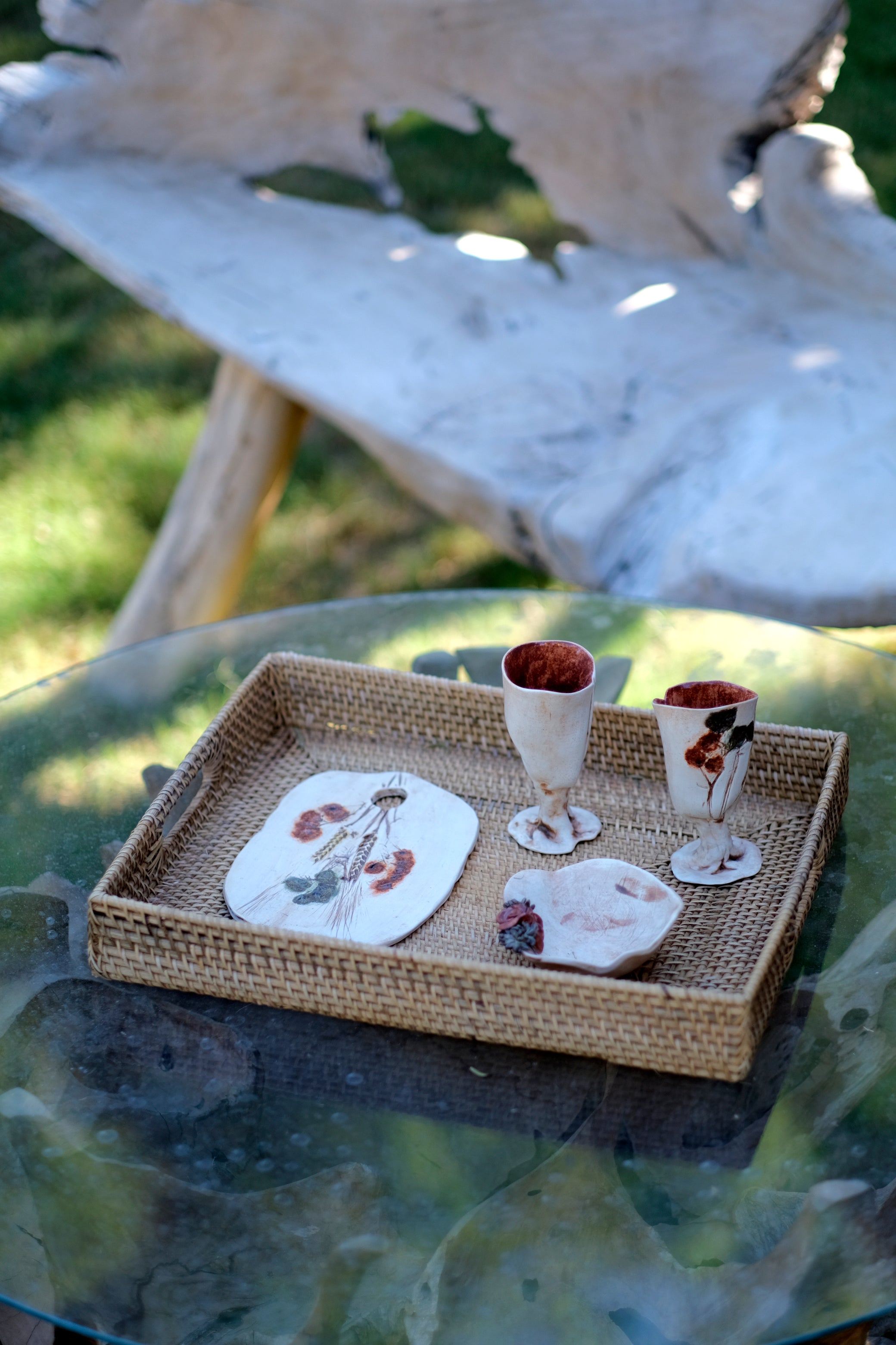 RATTAN HANDLE TRAY